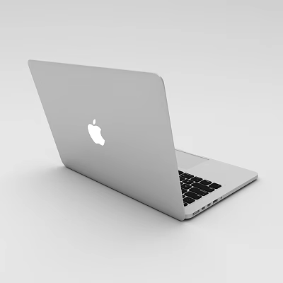 Silver Apple Laptop in Open Position Featuring Back Logo and Keyboard 3d model Silver Apple Laptop in Open Position Featuring Back Logo and Keyboard 3d model