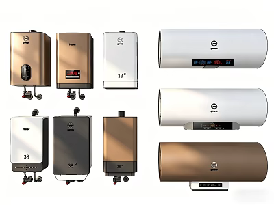 Various Styles Wall Mounted Electric Water Heaters In Gold White Black Colors 3d model