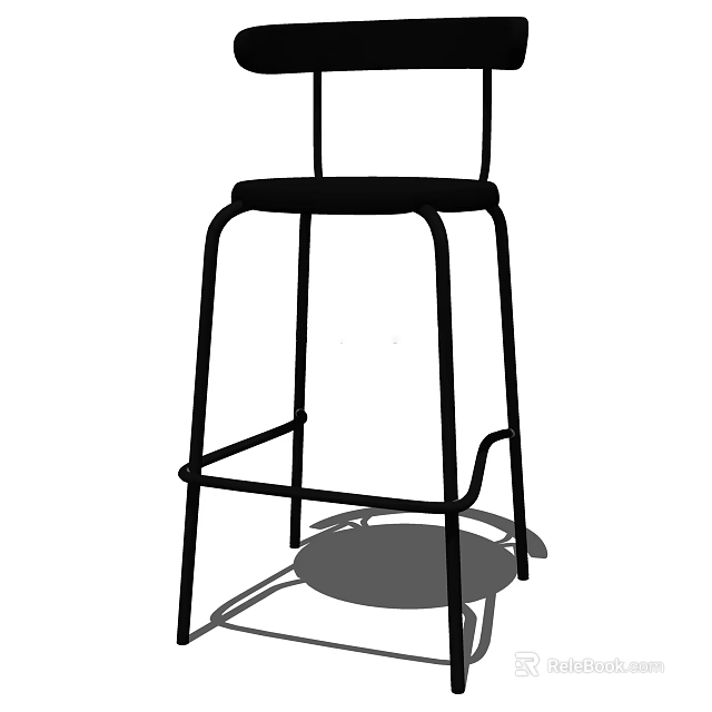 Modern Metal Frame Bar Stool With Round Seat And Footrest Design 3d model 