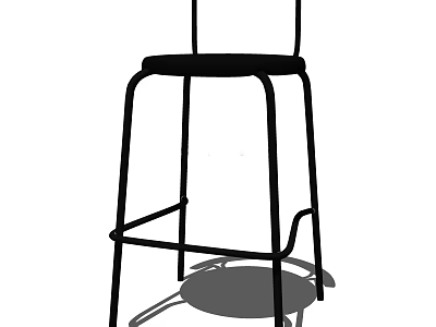 Modern Metal Frame Bar Stool With Round Seat And Footrest Design 3d model