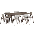 velvet Nordic Dining Table and Chair 3d model