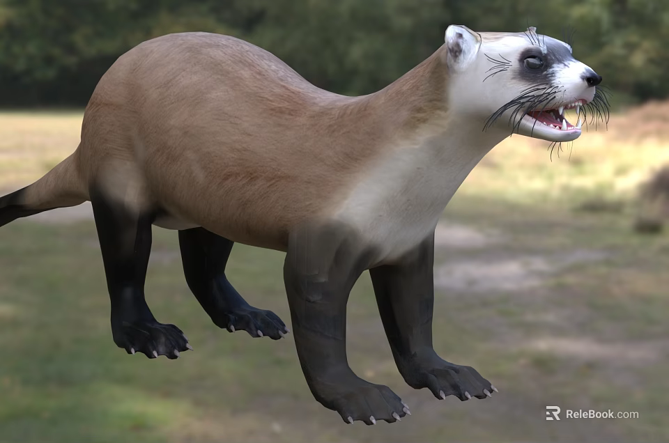 Detailed Reptile With Brown White Scales Walking In Wild Grassland Natural Habitat 3d model 