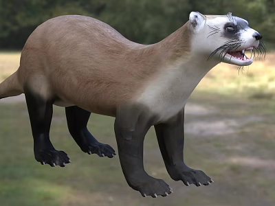 Detailed Reptile With Brown White Scales Walking In Wild Grassland Natural Habitat 3d model