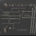 Mechanical Pipes System Featuring Various Industrial Components Valves Gauges And Fittings