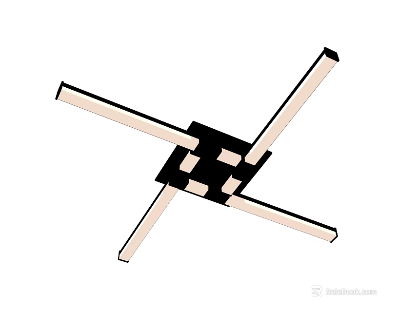 Modern Cross Design Ceiling Light With Black Frame And White Light Strips 3d model