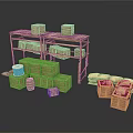 Rustic Wooden Storage Shelves With Crates Wicker Baskets And Display Units