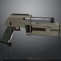 Futuristic Sci Fi Weapon Design With Beige Green Body Red Accent And Modern Grip