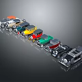 Vintage Model Cars In Various Colors With Classic Designs Arranged In Row