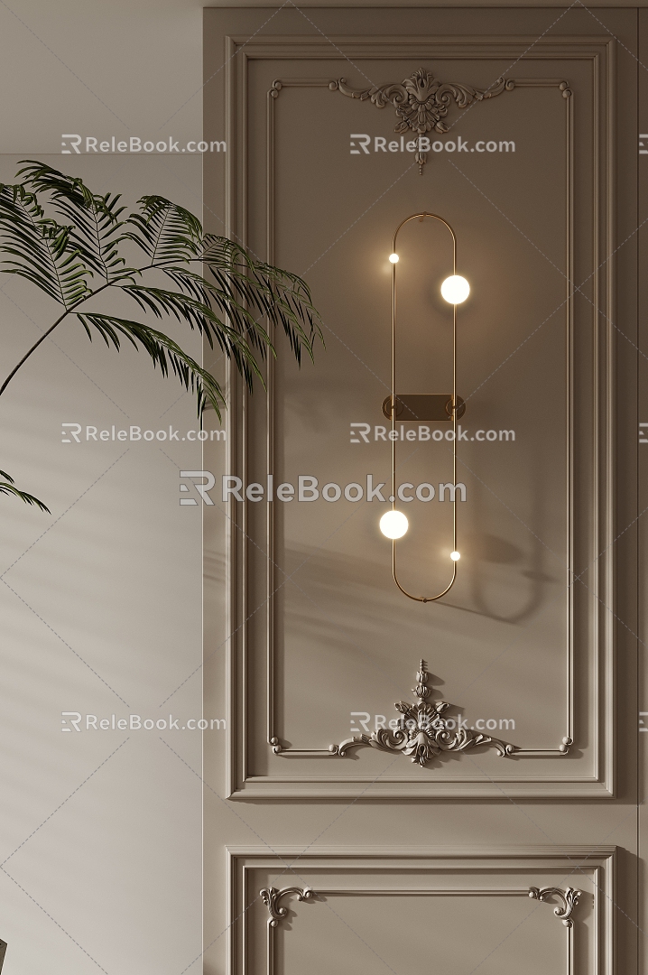 French Light Luxury Wall Lamp 3d model