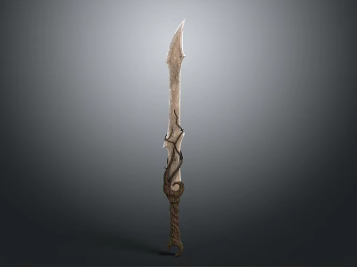 Ancient Decorative Sword Weapon With Intricate Carvings On Handle And Long Blade 3d model