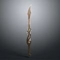 Ancient Decorative Sword Weapon With Intricate Carvings On Handle And Long Blade