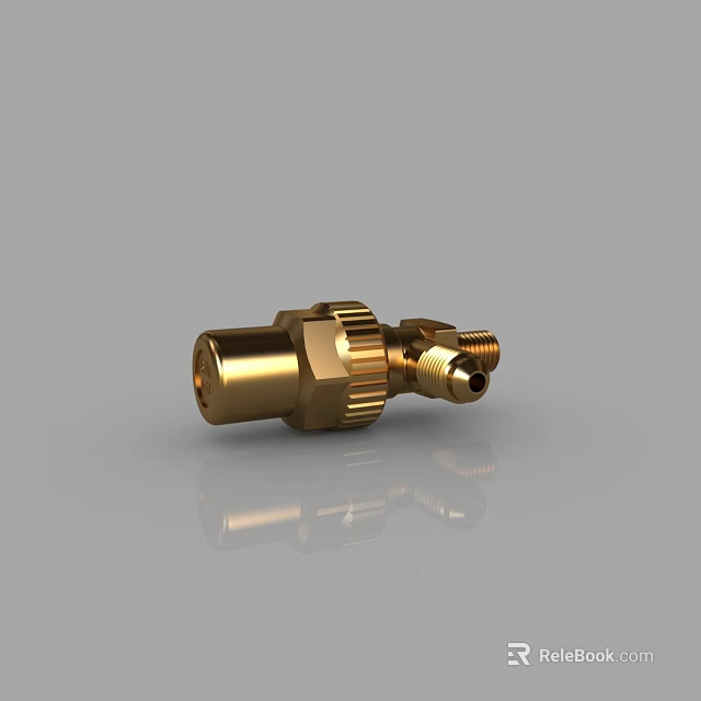Shiny Golden Metal Connector Fitting With Threaded Ends And Durable Design 3d model 