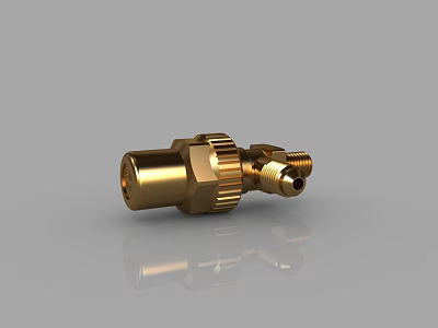 Shiny Golden Metal Connector Fitting With Threaded Ends And Durable Design 3d model