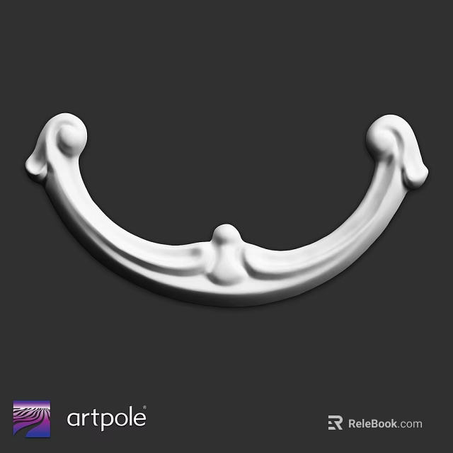 Decorative Component White Curved Ornamental Design With Smooth Surface And Intricate Details 3d model 