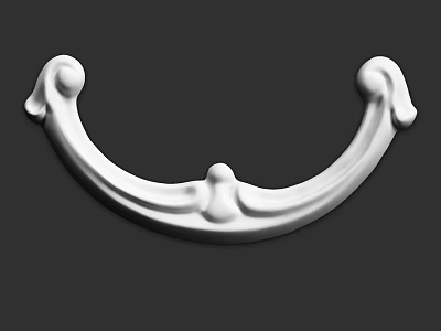 Decorative Component White Curved Ornamental Design With Smooth Surface And Intricate Details 3d model