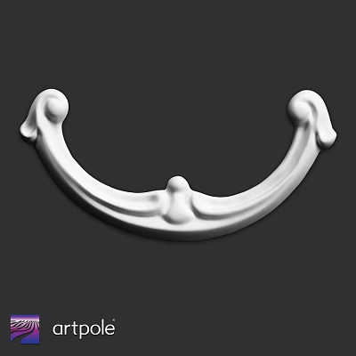 Decorative Component White Curved Ornamental Design With Smooth Surface And Intricate Details 3d model