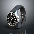 Minimalist Watch With Black Dial Silver Case And Black Strap Design 3d model