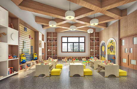 Modern Kindergarten Construction Area 3d model