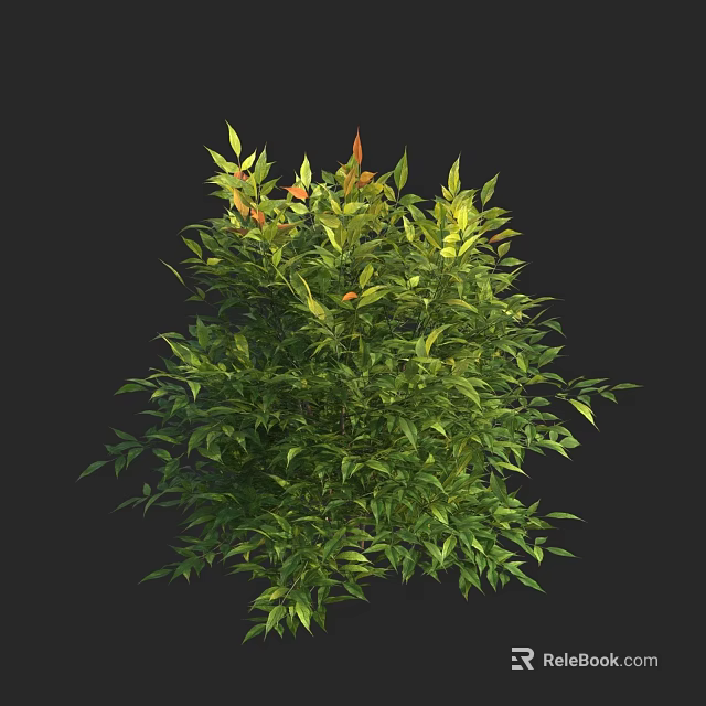 Lush Green Bush With Vibrant Green And Orange Leaves For Garden Decoration 3d model 