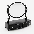 Classic Black Vanity Mirror With Two Drawer Base And Gold Accents