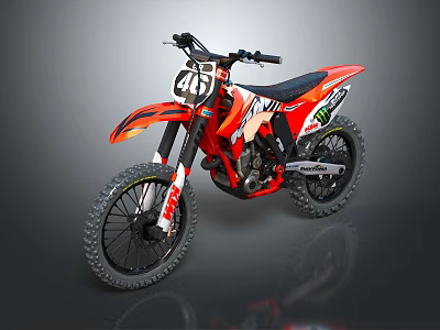 Red And Black Dirt Bike With Monster Energy Logo For Off Road Racing 3d model