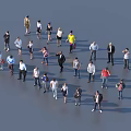 Group of People Standing in Circle Formation on Gray Floor With Shadows