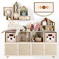 Cute Decorative Cabinet with Plush Toys House Shaped Storage Bear Faced Boxes Books and Decorations