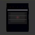 Black Kitchen Gas Stove Oven Combination Appliance With Four Burners And Modern Design