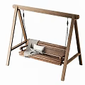 Wooden Outdoor Swing With A Frame Stand And Slat Seat Including Blanket And Cushion