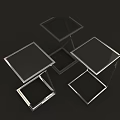 Modern Side Tables With Chrome Metal Frame And Black Square Tops For Living Room