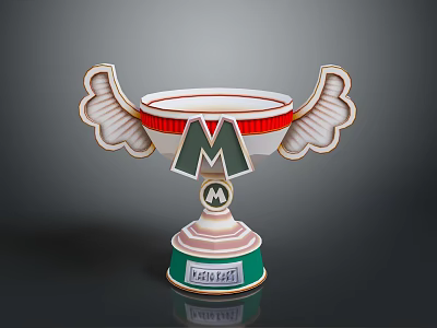 Decorative Winged Trophy With M Logo And Green White Base 2016 2024 3d model