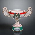 Decorative Winged Trophy With M Logo And Green White Base 2016 2024 3d model