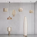 New Chinese-style rattan lamp rattan chandelier floor lamp 3d model