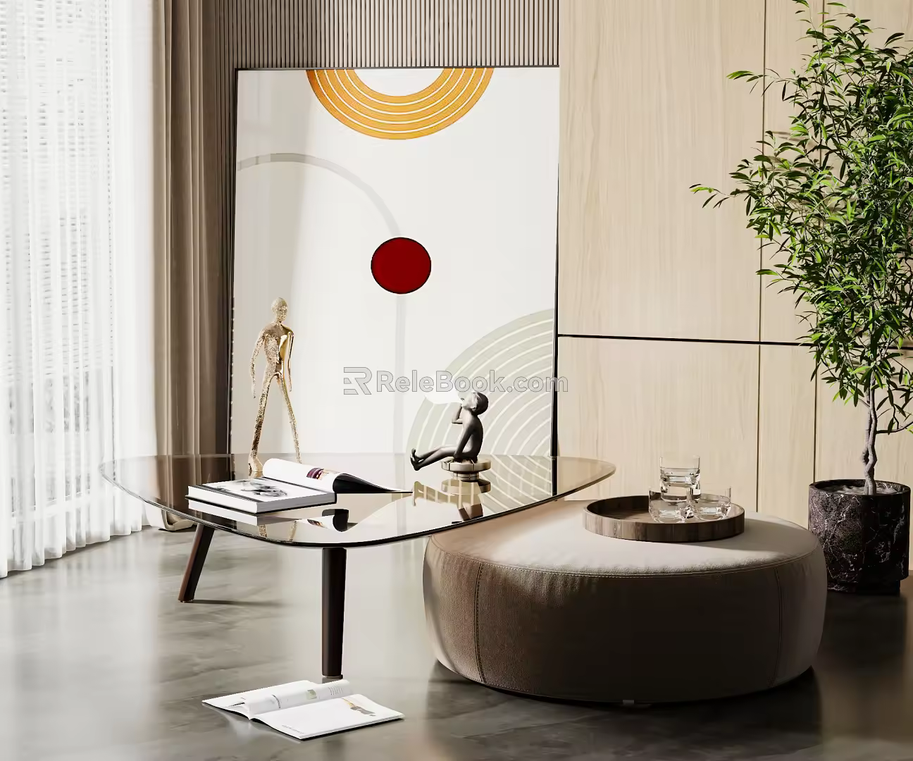 Modern coffee table coffee table combination 3d model