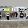 Modern Clothing Store Interior With Hanging Apparel And Display Racks Design 3d model