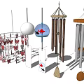 Assorted Wind Chimes Featuring Pink Red Butterfly White Blue Spherical and Wooden Designs