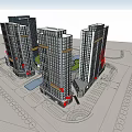 Modern Commercial Complex With Glass Curtain Walls Open Plaza Fountain And Green Landscaping