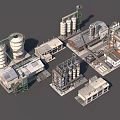 Industrial Complex Buildings With Storage Tanks Pipeline Structures And Factory Facilities