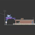 Historic Blue Swallow Motel Building With Red Brick Exterior And Neon Signage