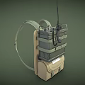 Backpack Mounted Portable Electronic Communication Equipment with Antenna and Storage Case 3d model