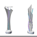 Modern Artistic Trophy Design With Streamlined Shape Colorful Lines And Stable Base 3d model