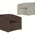 Modern Single Sofa Designs In Brown Leather And Light Gray Fabric With Gold Legs
