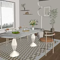 Modern Dining Table and Chair Combination Dining Table and Chair 3d model