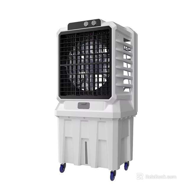 White Air Cooler Fan With Mobile Wheels And Grill Design For Home Use 3d model 