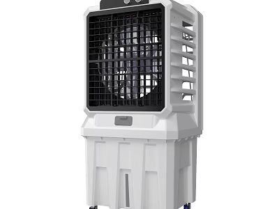 White Air Cooler Fan With Mobile Wheels And Grill Design For Home Use 3d model