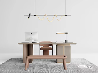 Modern desk chair desk chair combination 3d model