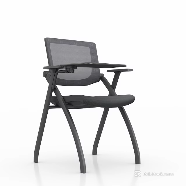 Ergonomic Leisure Chair With Mesh Back Padded Seat Armrests And Metal Frame 3d model 