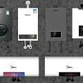 White Wall Mounted and Cylindrical Household Water Heaters by Haier Midea with Control Panels