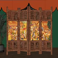 Thai Southeast Asian style screen partition spa club screen partition 3d model