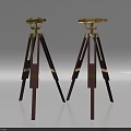 Elegant Business Equipment With Golden Top And Dark Brown Tripod Stands For Decorative